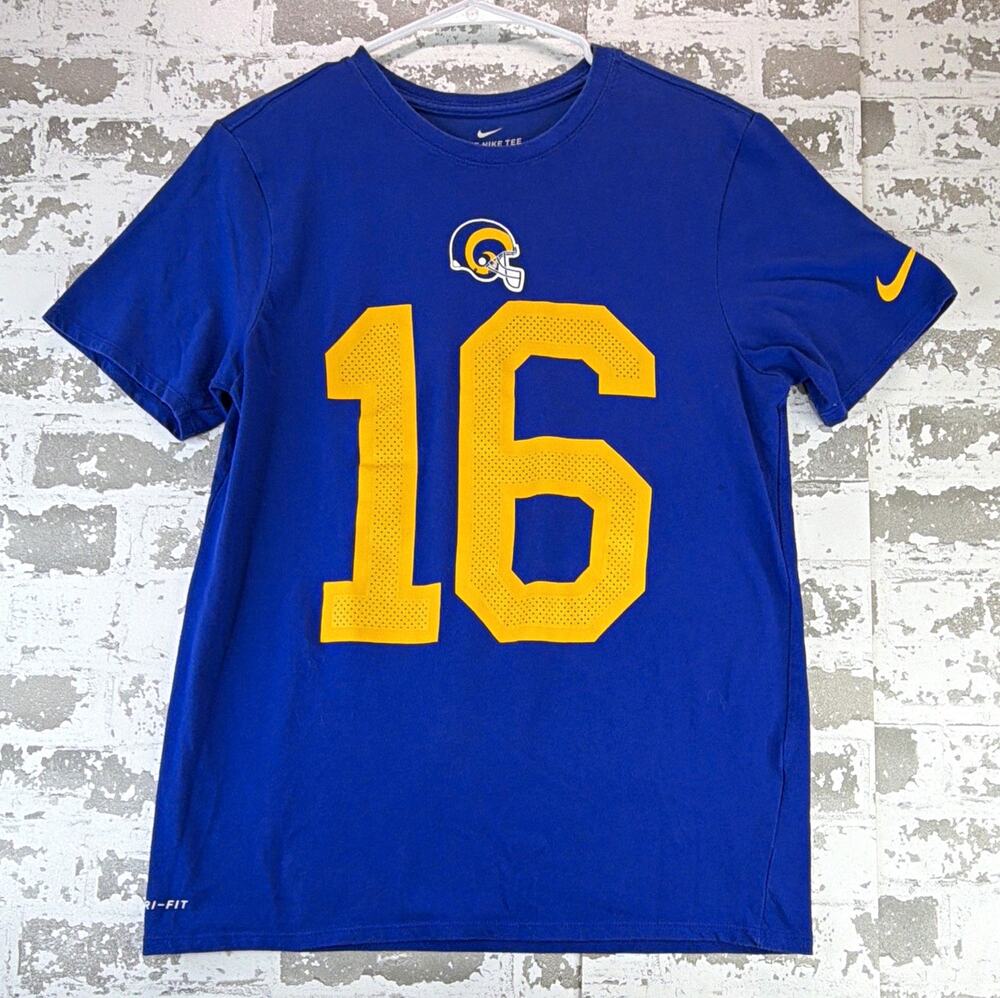 Nike Los Angeles Rams NFL Jared Goff #16 Dri-FIT Shirt Blue Yellow, Men's M